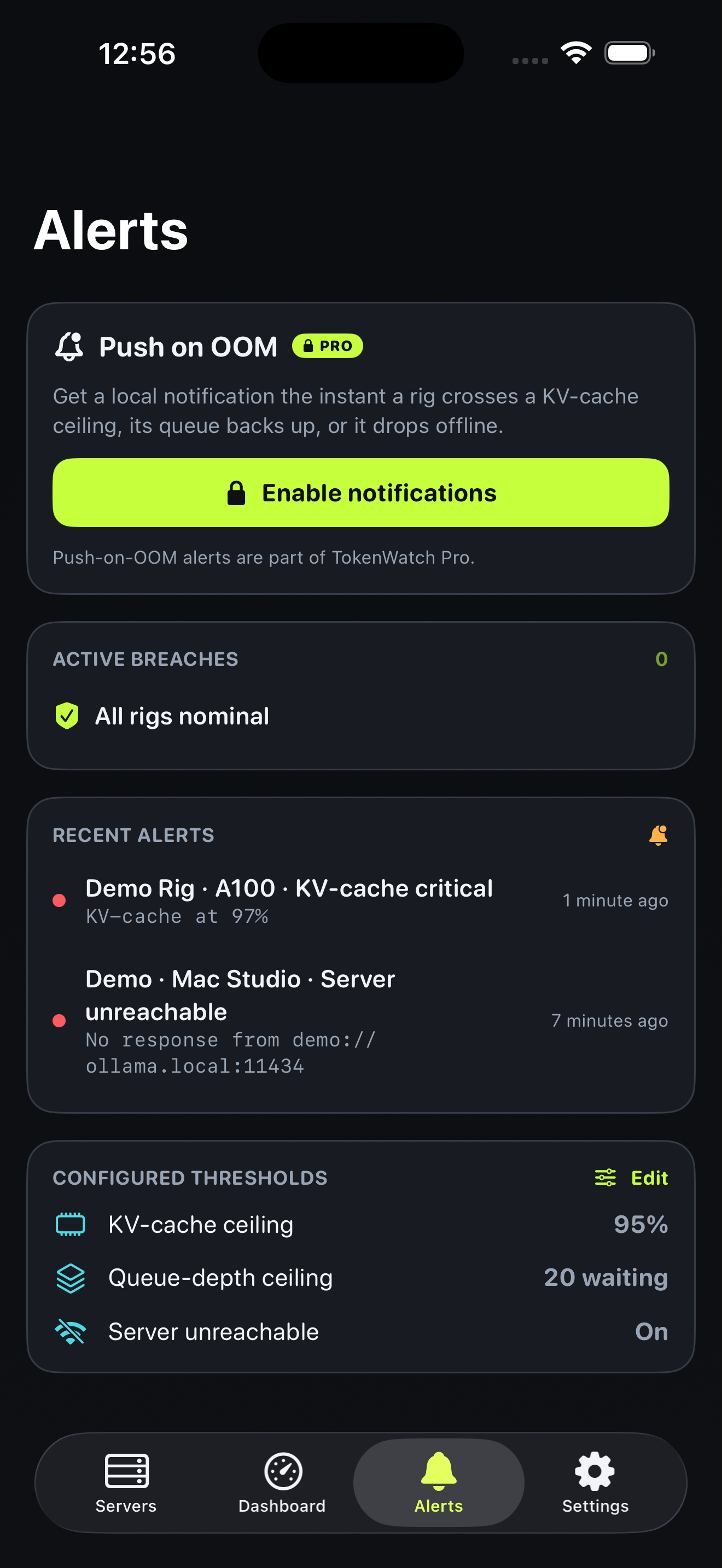 Push-on-OOM alerts feed